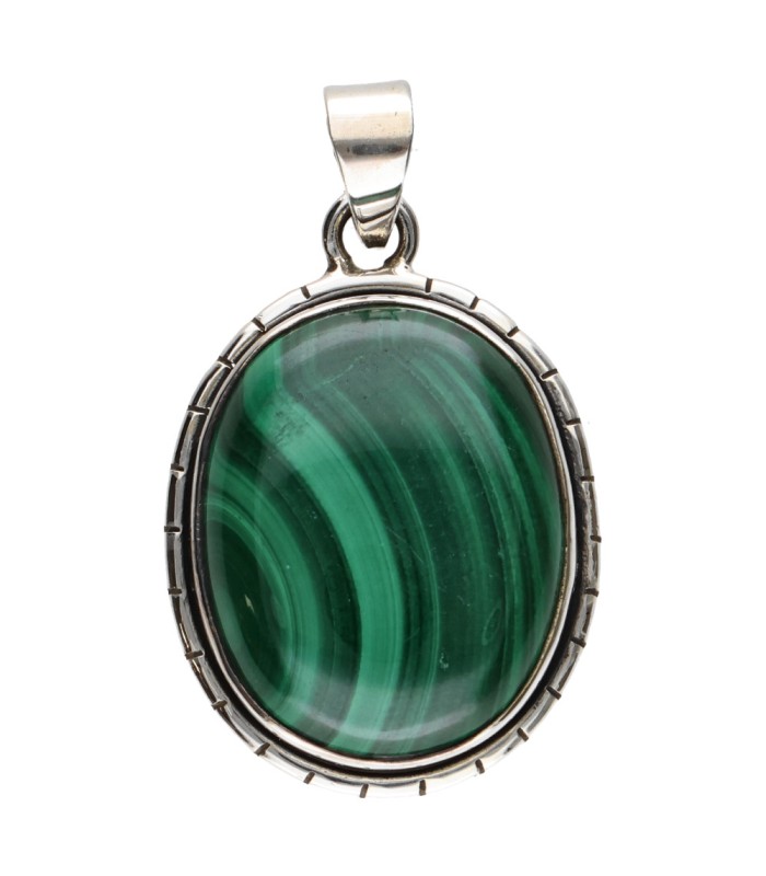 Colgante de Malachite in 925 Sterling Silver (A57)