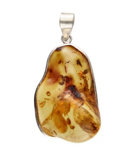 Colgante di Ambra in Argento Sterling 925 (A61)