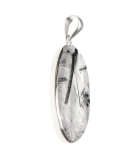 Colgante di Quarzo Tormalinato in Argento Sterling 925 (A62)