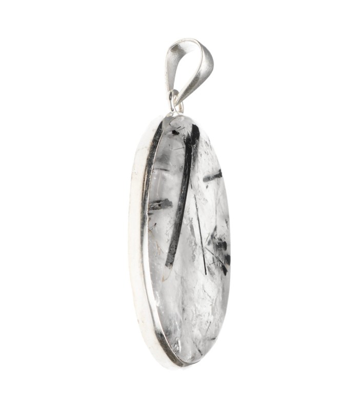 Colgante di Quarzo Tormalinato in Argento Sterling 925 (A62)