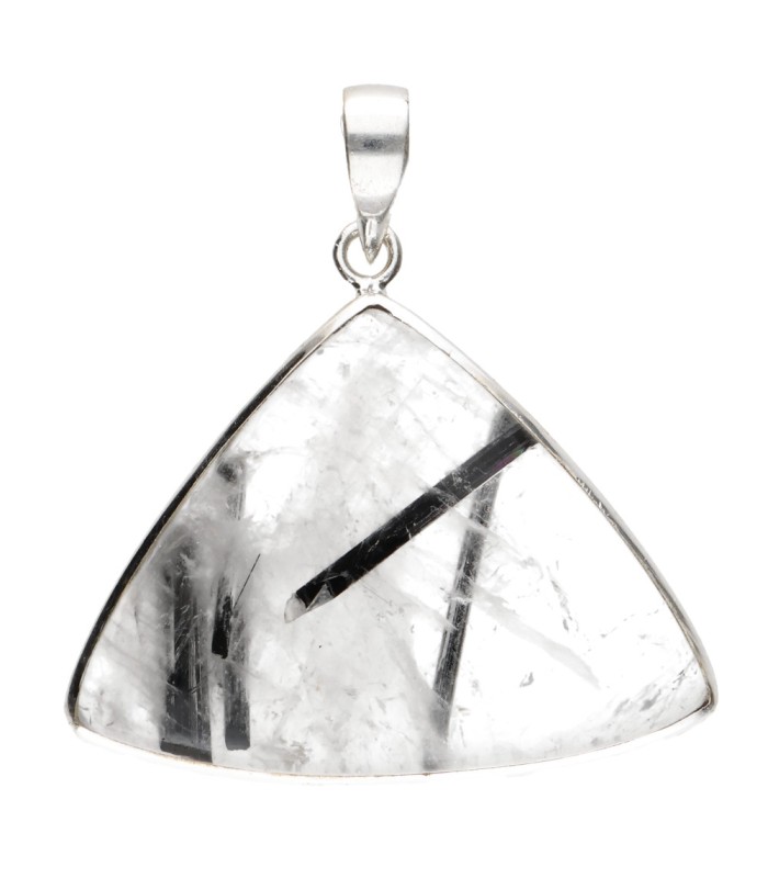 Colgante di Quarzo Tormalinato in Argento Sterling 925 (A63)