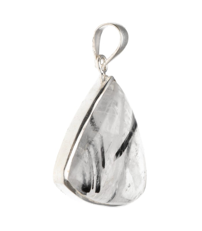 Colgante di Quarzo Tormalinato in Argento Sterling 925 (A63)