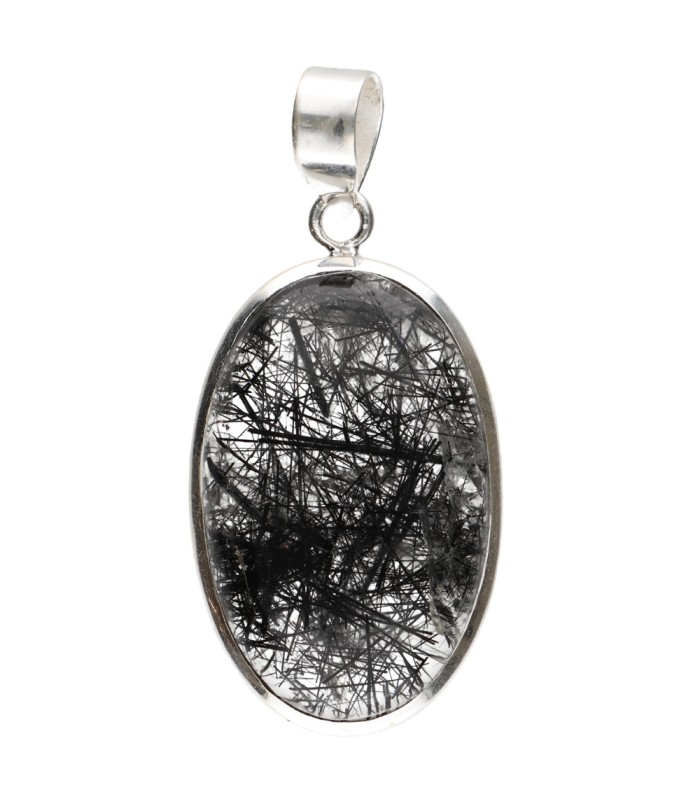 Colgante di Quarzo Tormalinato in Argento Sterling 925 (A64)