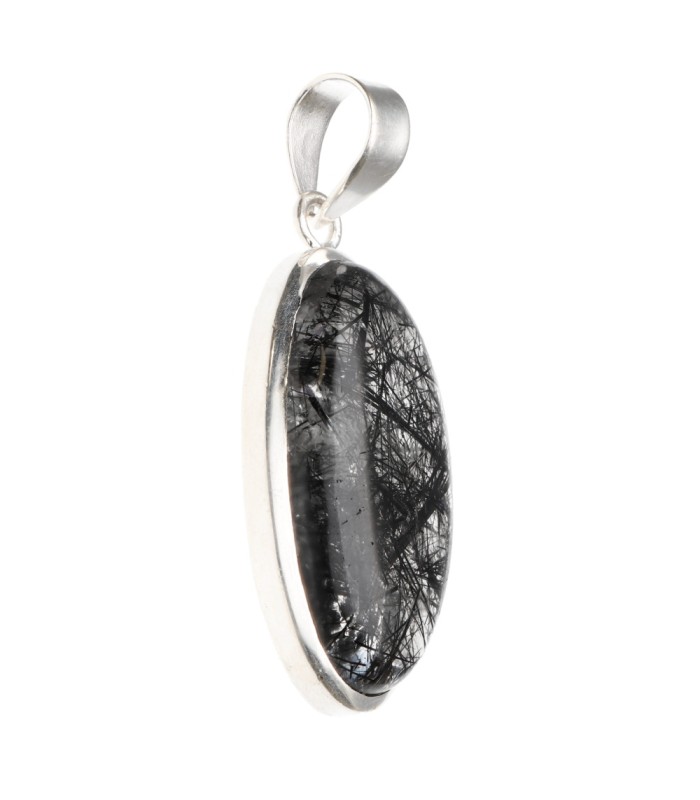 Colgante di Quarzo Tormalinato in Argento Sterling 925 (A64)