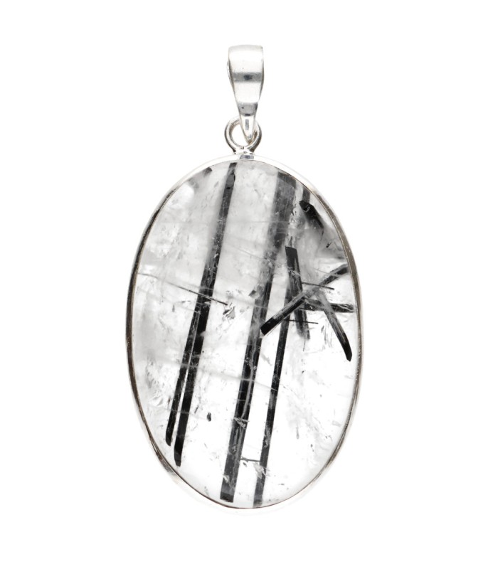 Colgante di Quarzo Tormalinato in Argento Sterling 925 (A65)