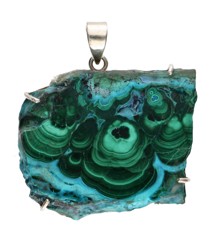 Colgante de Chrysocolla with Malachite in Sterling Silver 925 (A68)