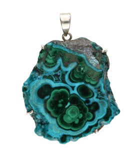 Colgante di Crisocola con Malaquita in Argento Sterling 925 (A69)