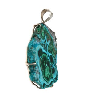 Colgante di Crisocola con Malaquita in Argento Sterling 925 (A69)