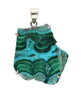 Colgante di Crisocolla con Malachite in Argento Sterling 925 (A70)