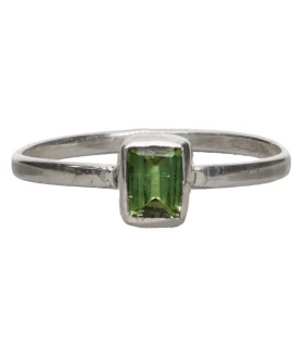 Anello di Tormalina Verde in Argento Sterling 925 (A78)