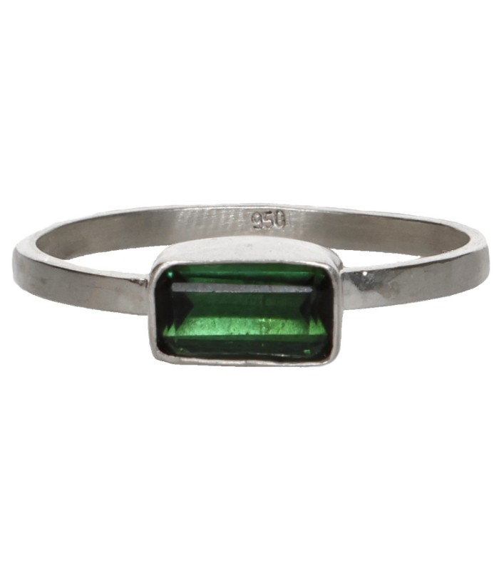 Anello di Tormalina Verde in Argento Sterling 925 (A79)