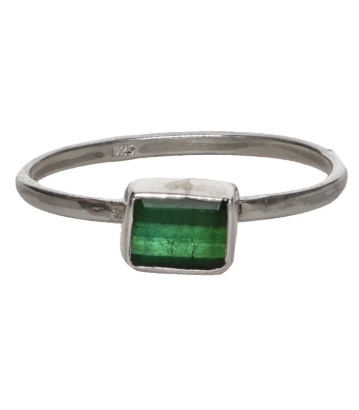 Anel de Turmalina Verde em Prata de Lei 925 (A80)