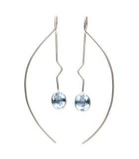 Pendenti di Topazio Blu in Argento Sterling 925 (A85)
