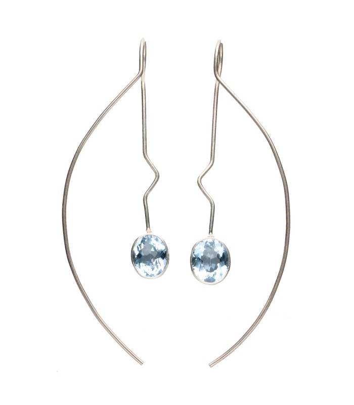 Blue Topaz Earrings in 925 Sterling Silver (A85)