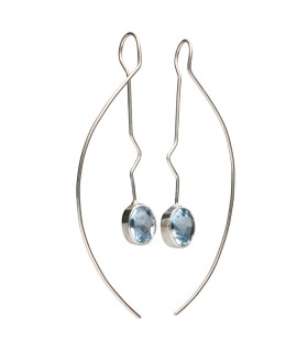 Pendenti di Topazio Blu in Argento Sterling 925 (A85)