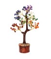 Árbol de Mix Minerales Chakras Pequeño con Base de Madera