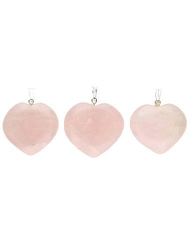 Colgante Corazón de Cuarzo Rosa...