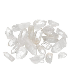 Pequenas pontas de quartzo branco em bruto