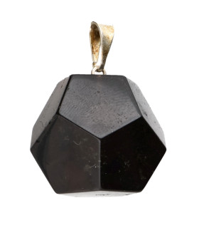 Pendentif Dodécaèdre en Quartz Fumé - Plaqué Argent