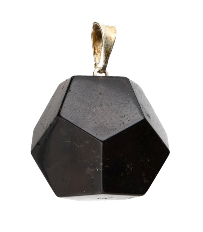 Pendente Dodecaedro in Quarzo Fumè - Bagno Argento