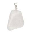 Pendentif quartz laiteux plaqué rhodium