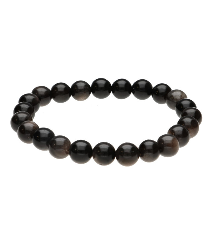 Bracelet d'obsidienne argentée 6mm