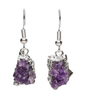 Amethyst Druse Silver Plated Earrings : Vives de la Cortada