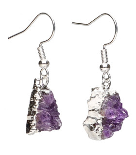 Boucles d'oreilles Améthyste Druse en plaqué argent