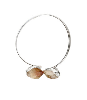 Rough Heated Citrine Bracelet in Silver Plating -B29-