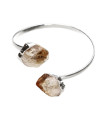 Rough Heated Citrine Bracelet in Silver Plating -B29-