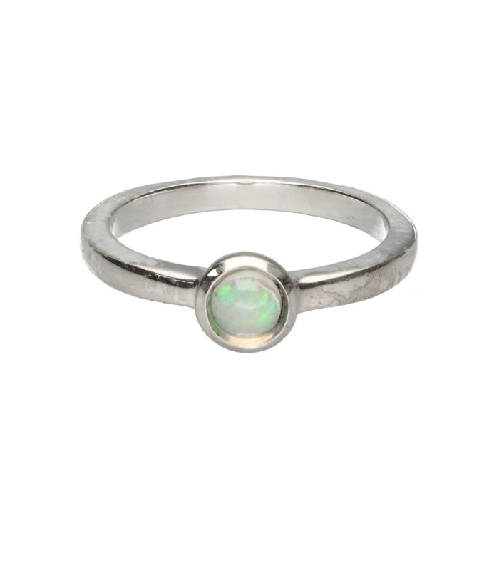 Small Opal Circle Ring in 925 Sterling Silver