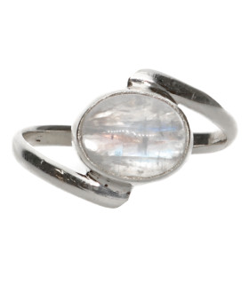 Anello Cerchio di Pietra Lunare di dimensioni medie in Argento Sterling 925