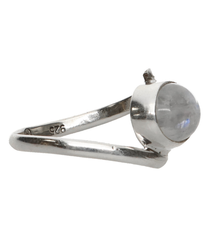 Medium Moonstone Circle Ring in Sterling Silver 925