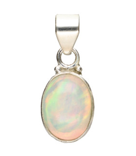 Small Oval Opal Pendant in 925 Sterling Silver