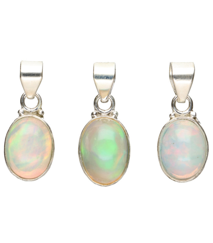 Small Oval Opal Pendant in 925 Sterling Silver