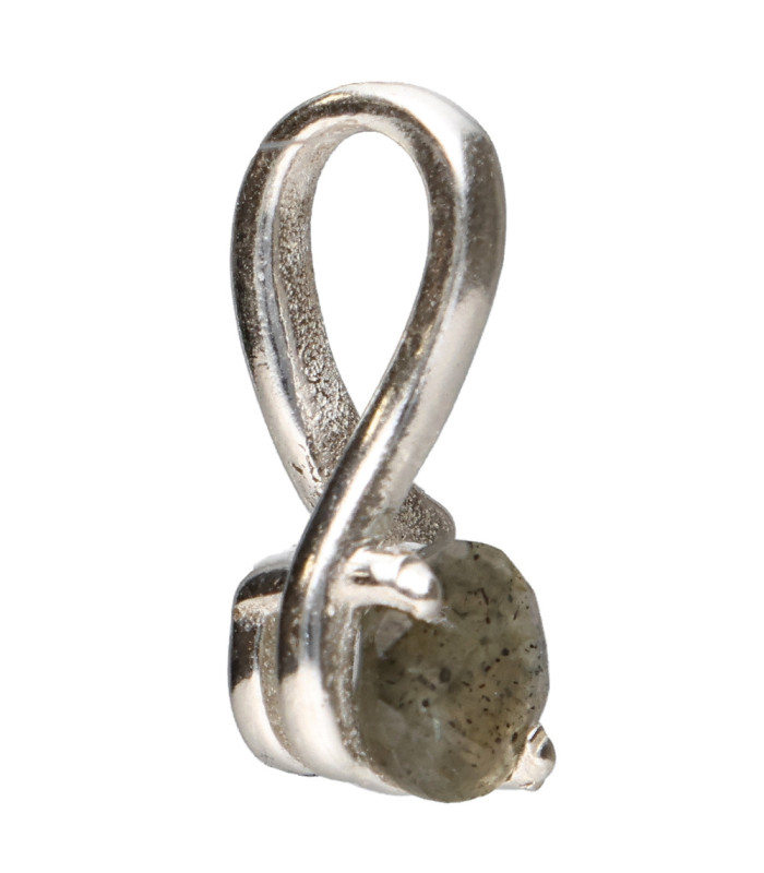 Small Labradorite Circle Pendant in Sterling Silver 925