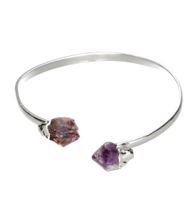 Rough Amethyst Bracelet in Silver Plating -B29-