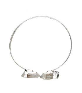 Pulseira de quartzo bruto com banho de prata -B29-