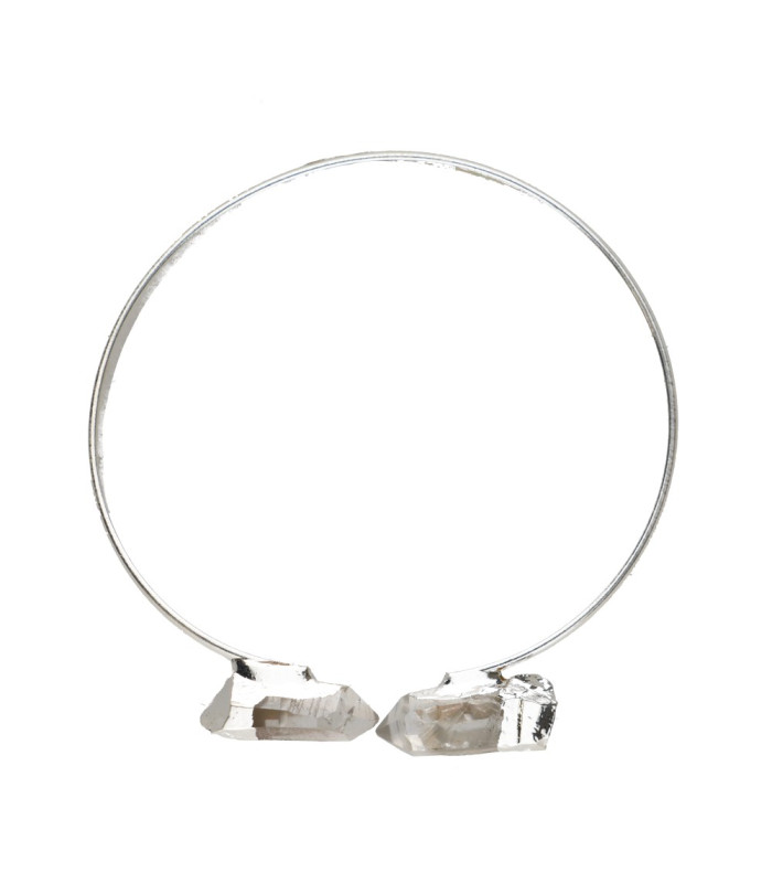 Pulseira de quartzo bruto com banho de prata -B29-