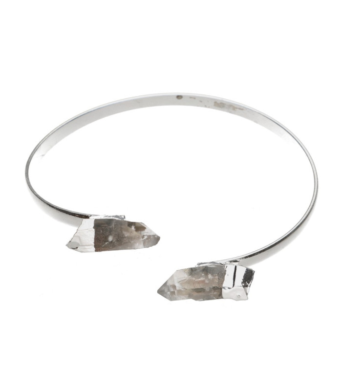Silver Plated Rough Quartz Bracelet -B29-