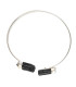 Pulseira de turmalina preta em bruto com banho de prata -B29-
