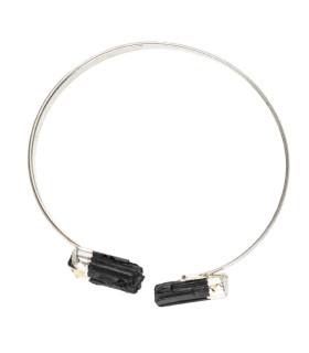 Bracciale in Tormalina Nera Grezza con Bagno d'Argento -B29-