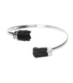 Bracciale in Tormalina Nera Grezza con Bagno d'Argento -B29-