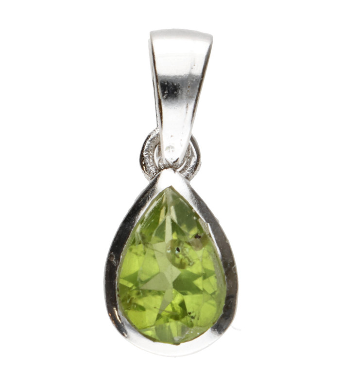 Faceted Peridot Pendant in Sterling Silver 925