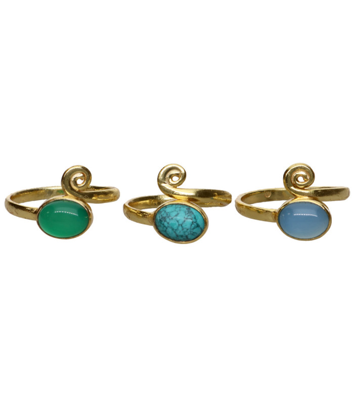 Anillo con Mineral Aleatorio en Plata de Ley 925 y Baño de Oro