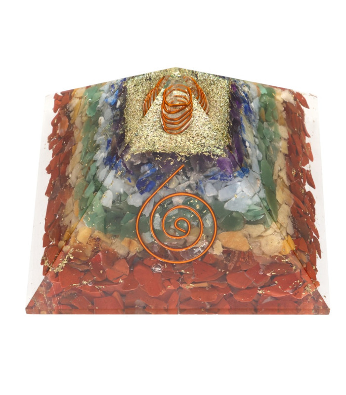Piramide di Chakra in Resina con Spirale 7x7cm