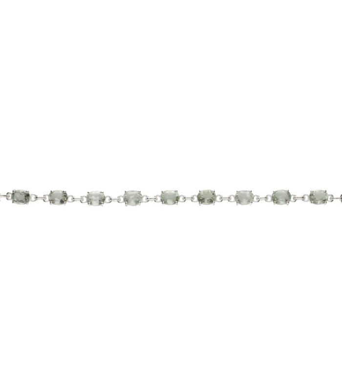Pulseira de ametista verde em prata de lei 925