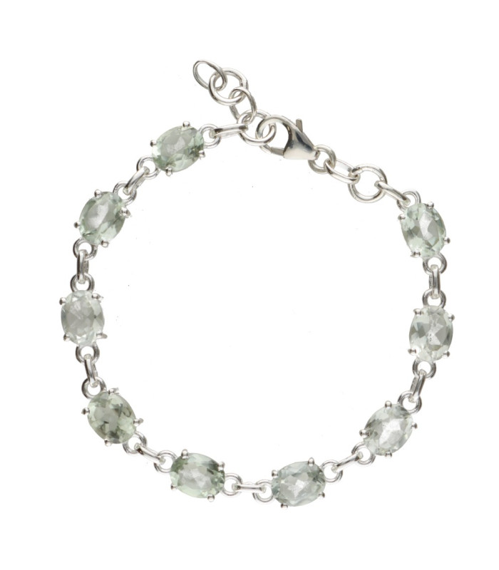 Pulseira de ametista verde em prata de lei 925