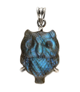 Pendentif hibou en argent 925 Labradorite