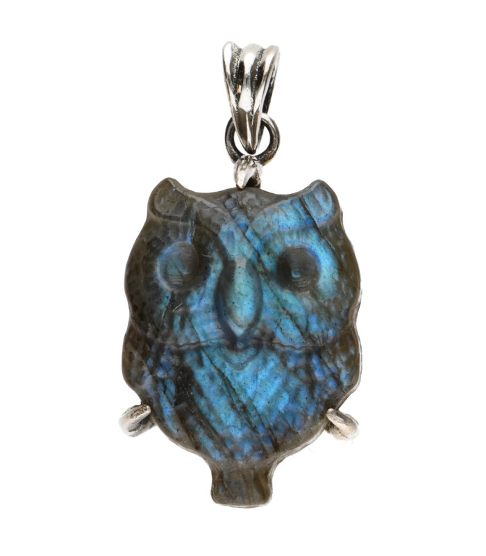 Ciondolo Gufo in Labradorite in Argento Sterling 925